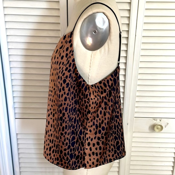 Good American Leopard Blouse thin adjustable strap v-cut - Picture 2 of 3